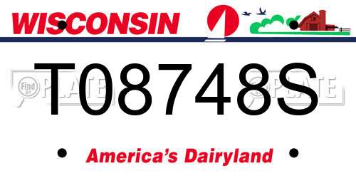 T08748S Wisconsin License Plate