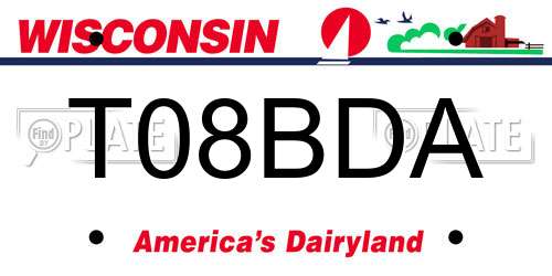 T08BDA Wisconsin License Plate
