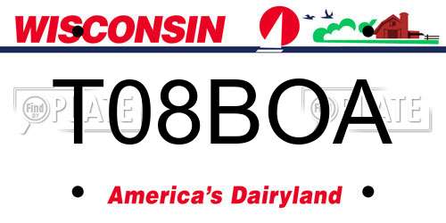 T08BOA Wisconsin License Plate