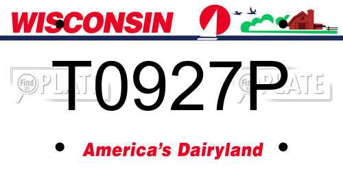 T0927P Wisconsin License Plate