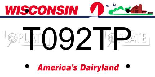 T092TP Wisconsin License Plate