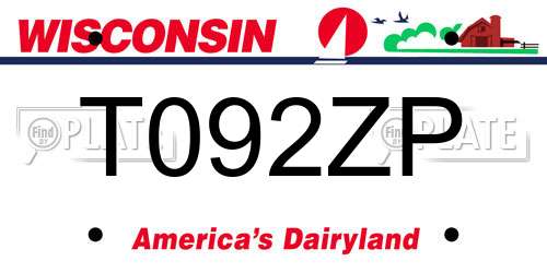 T092ZP Wisconsin License Plate