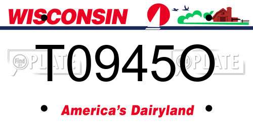 T0945O Wisconsin License Plate