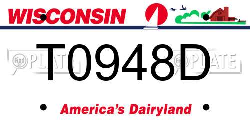 T0948D Wisconsin License Plate