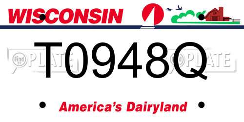 T0948Q Wisconsin License Plate