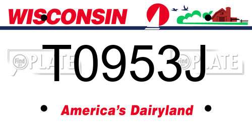 T0953J Wisconsin License Plate