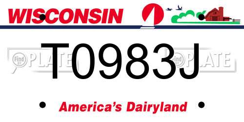 T0983J Wisconsin License Plate