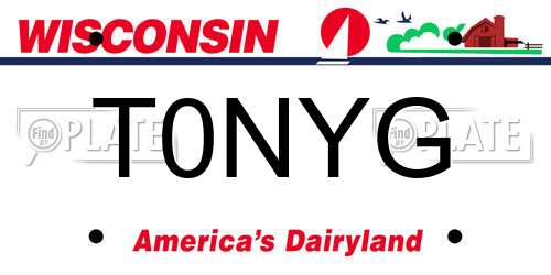 T0NYG Wisconsin License Plate
