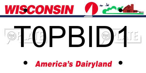 T0PBID1 Wisconsin License Plate
