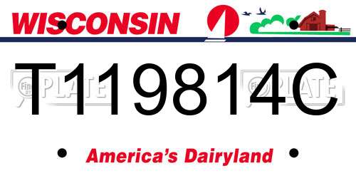 T119814C Wisconsin License Plate