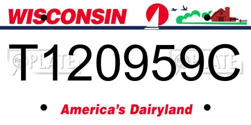 T120959C Wisconsin License Plate