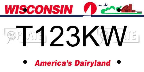 T123KW Wisconsin License Plate
