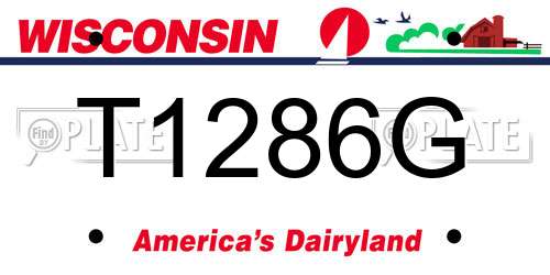 T1286G Wisconsin License Plate