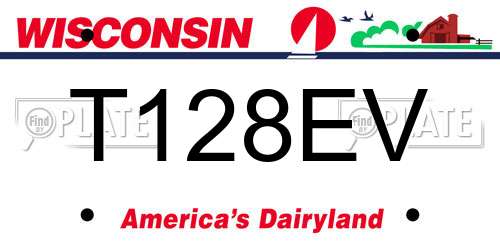 T128EV Wisconsin License Plate