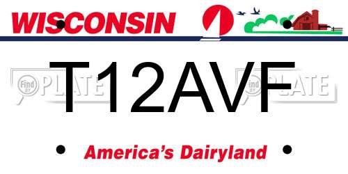 T12AVF Wisconsin License Plate