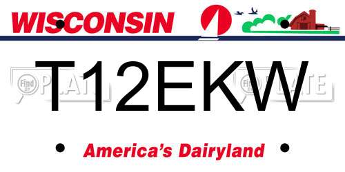 T12EKW Wisconsin License Plate