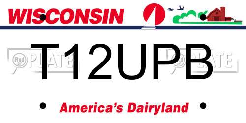 T12UPB Wisconsin License Plate