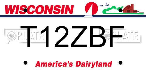 T12ZBF Wisconsin License Plate