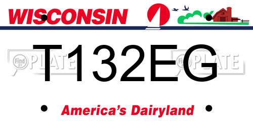 T132EG Wisconsin License Plate