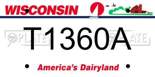 T1360A Wisconsin License Plate