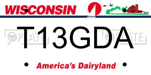 T13GDA Wisconsin License Plate