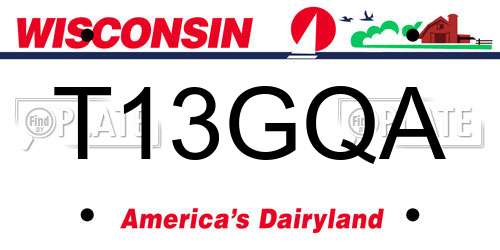 T13GQA Wisconsin License Plate