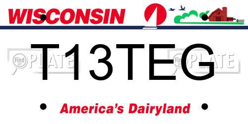 T13TEG Wisconsin License Plate
