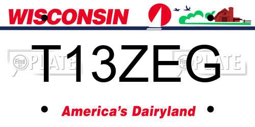T13ZEG Wisconsin License Plate