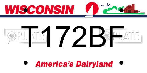 T172BF Wisconsin License Plate