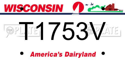 T1753V Wisconsin License Plate