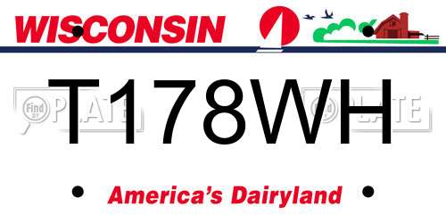 T178WH Wisconsin License Plate