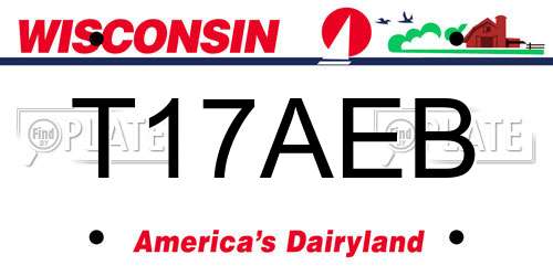 T17AEB Wisconsin License Plate