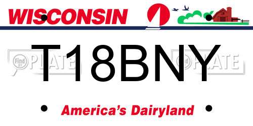 T18BNY Wisconsin License Plate