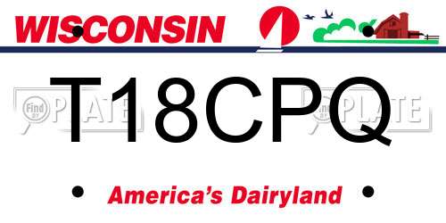 T18CPQ Wisconsin License Plate
