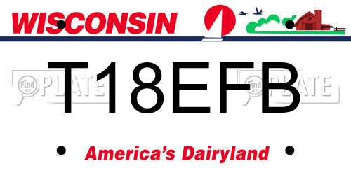 T18EFB Wisconsin License Plate