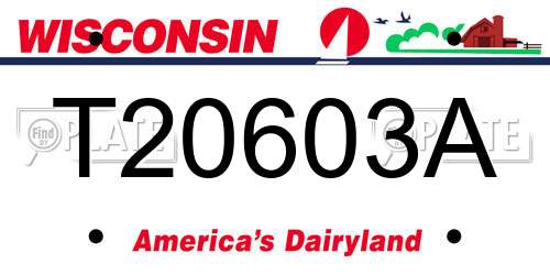 T20603A Wisconsin License Plate