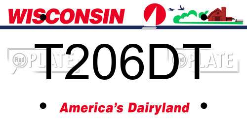 T206DT Wisconsin License Plate