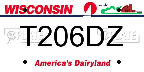T206DZ Wisconsin License Plate