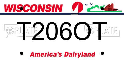 T206OT Wisconsin License Plate