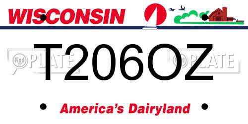 T206OZ Wisconsin License Plate