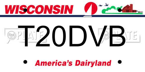 T20DVB Wisconsin License Plate