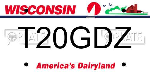 T20GDZ Wisconsin License Plate