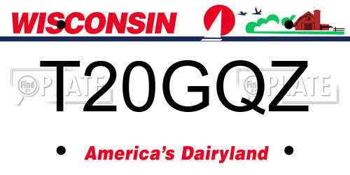 T20GQZ Wisconsin License Plate