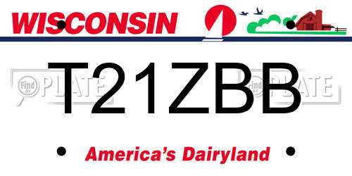 T21ZBB Wisconsin License Plate