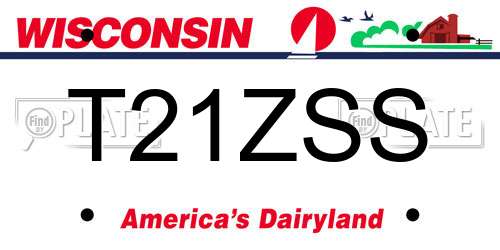 T21ZSS Wisconsin License Plate