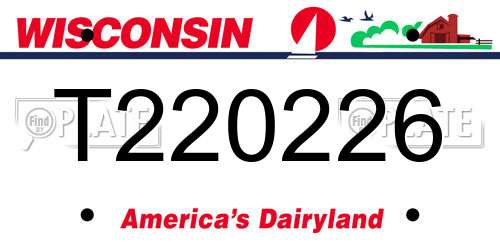 T220226 Wisconsin License Plate