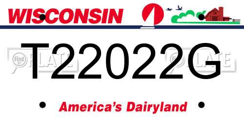 T22022G Wisconsin License Plate