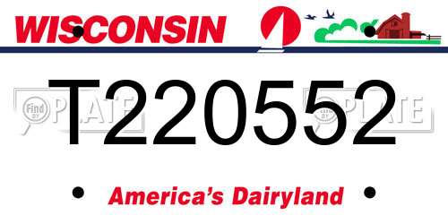 T220552 Wisconsin License Plate