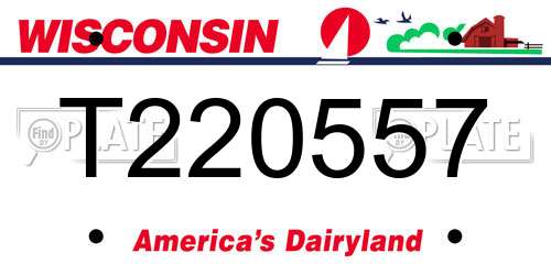 T220557 Wisconsin License Plate