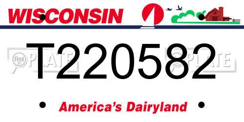 T220582 Wisconsin License Plate
